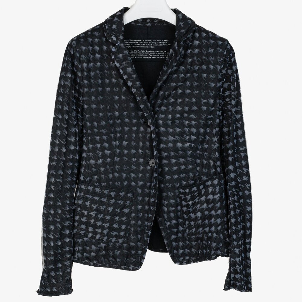 Rundholz Black Label Black & Blue Houndstooth Mesh-Overlay Blazer